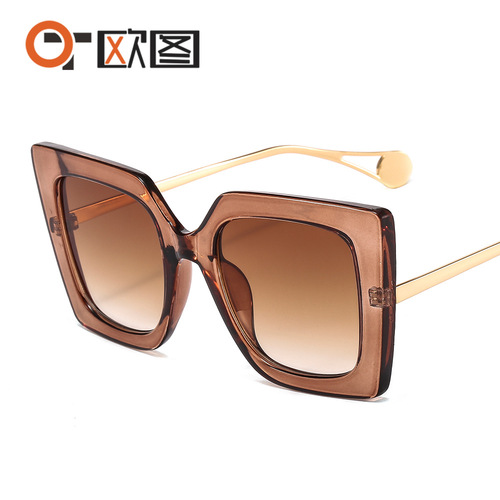 New Fashion Sunglasses 1916 European and American Style Large Square Sunglasses Cross-border Trendy Flat Glasses Wholesale