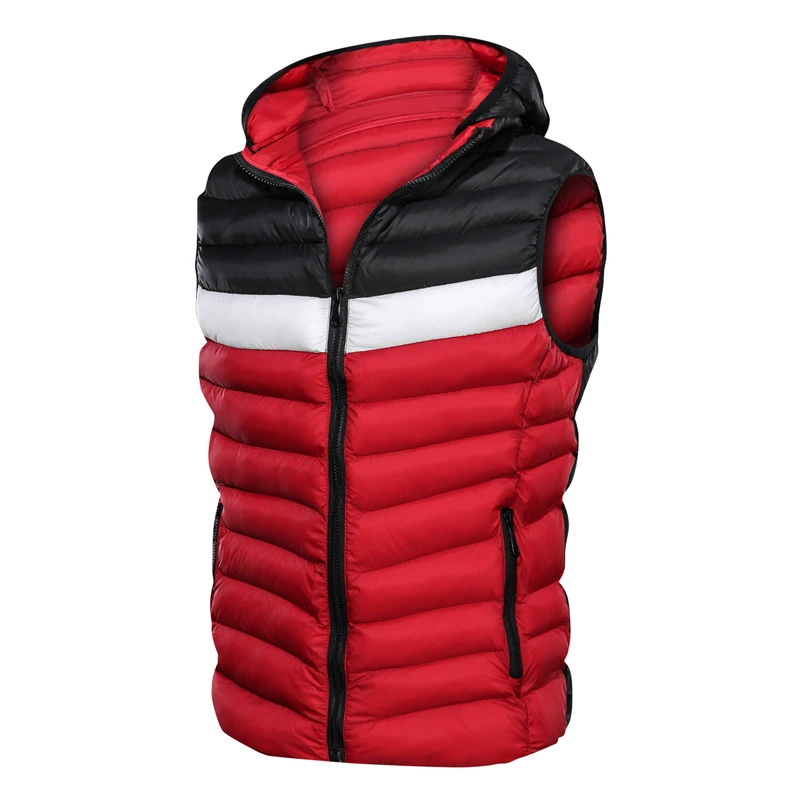 AliExpress 2021, новинка осень-зима, хлопковый стеганый жилет с капюшоном, мужской корейский Повседневный жилет больших размеров, жилет контрастного цвета, трансграничный жилет
