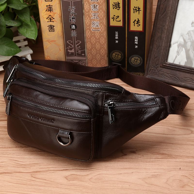 Cross-Border Waist Bag Men's Genuine Leather Cowhide Multi-Functional Men's Bag Sports Dumpling-Shaped Mobile Phone Waist Bag Cashier Large Capacity New Bag Cross-Border Waist Bag Men's Genuine Leather Cowhide Multi-Functional Men's Bag Sports Dumpling-Shaped Mobile Phone Waist Bag Cashier Large Capacity New Bag