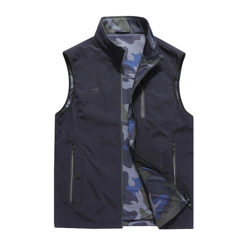 Transfronterizos de primavera y otoño nuevos hombres casual Chaleco de doble cara al aire libre Chaleco de camuflaje más tamaño chaleco 9933