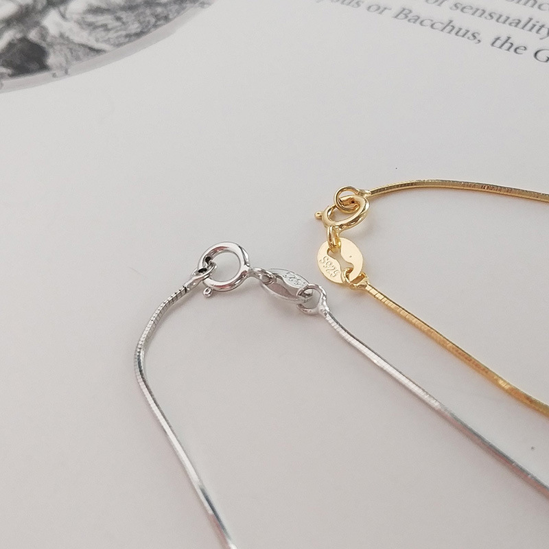 6g Weight Necklace Classification snake chain Chain Type 1 Piece Quantity Daily Occasion 925 Sterling Silver Material Solid Color Pattern Women'S Gender Plating Design Simple Style Style 925 Sterling Silver Snake Chain Plating Solid Color Necklace 12