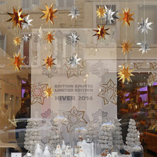 聖誕節裝飾品星星拉花串 幼兒園布置店鋪櫥窗裝飾 八角星吊頂掛飾