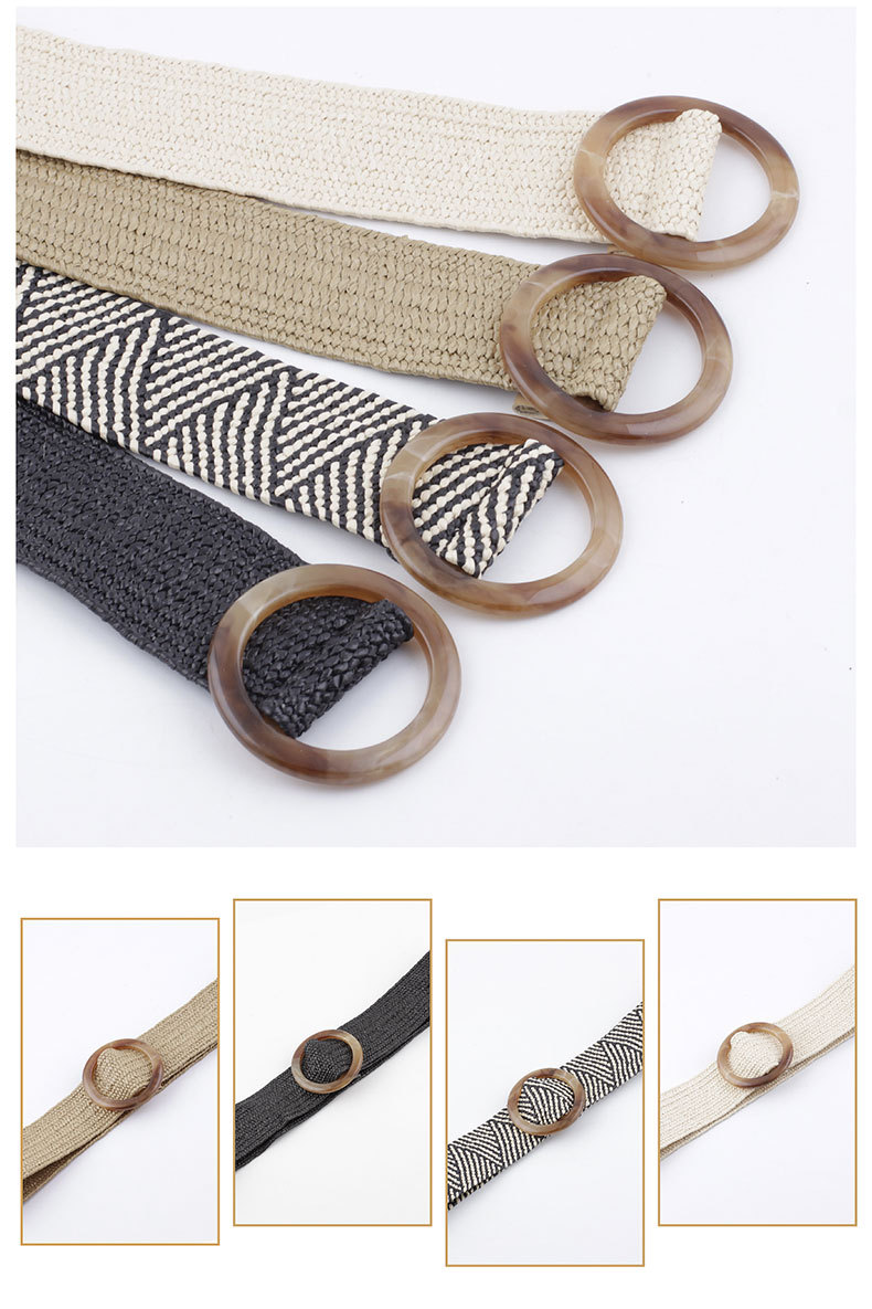 New Pp Straw Woven  Round Buckles Fashion Casual Decoration All-match Trousers Elastic Belt display picture 1