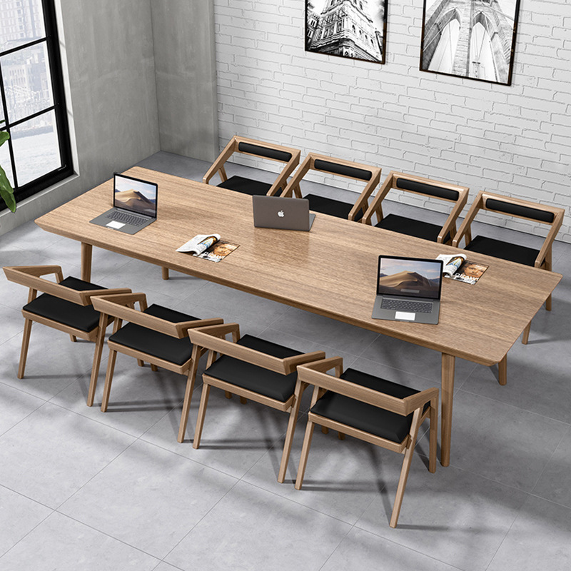 Modern Simple Solid Wood Office Desk and Chair Combination Company Conference Room Staff Desk Hall Training Negotiation Table