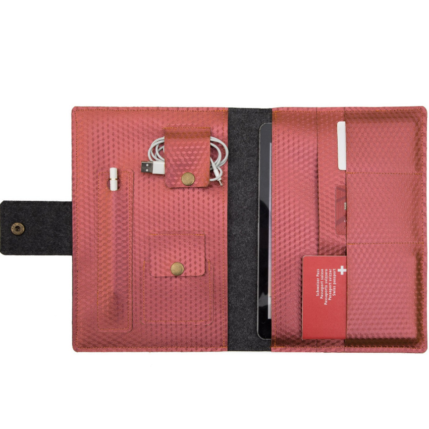 Leather multifunctional laptop leather case protective case tablet computer bag liner bag file bag ID card bag