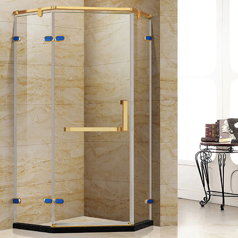 Double color Hinge series Diamonds luxury Double color Hinge Black gold Diamond Shower Room screen