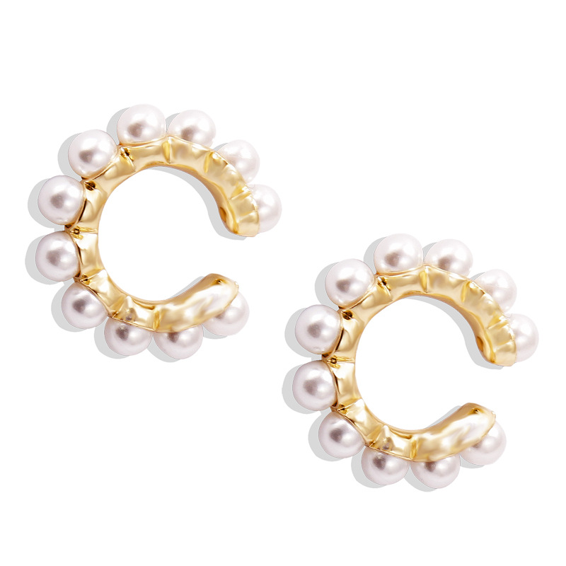 Wholesale Jewelry Lady Geometric Alloy Artificial Gemstones Inlaid Pearls Earrings display picture 1