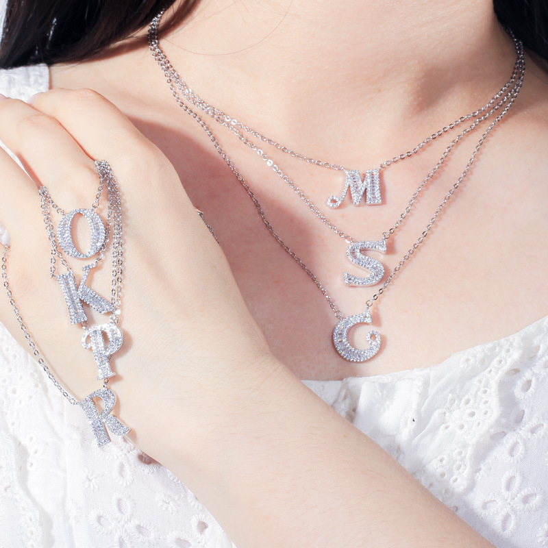 7g Weight Zircon Inlay Material Necklace Classification 1 Piece Quantity 1 Piece Elegant Letter Copper Inlay Zircon Necklace