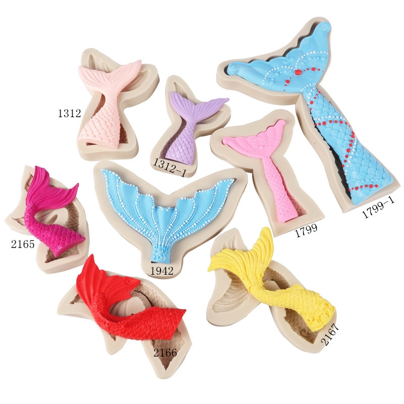 Epoxi molde sirena cola de pescado fondant molde pastel molde de silicona molde de chocolate herramienta para hornear