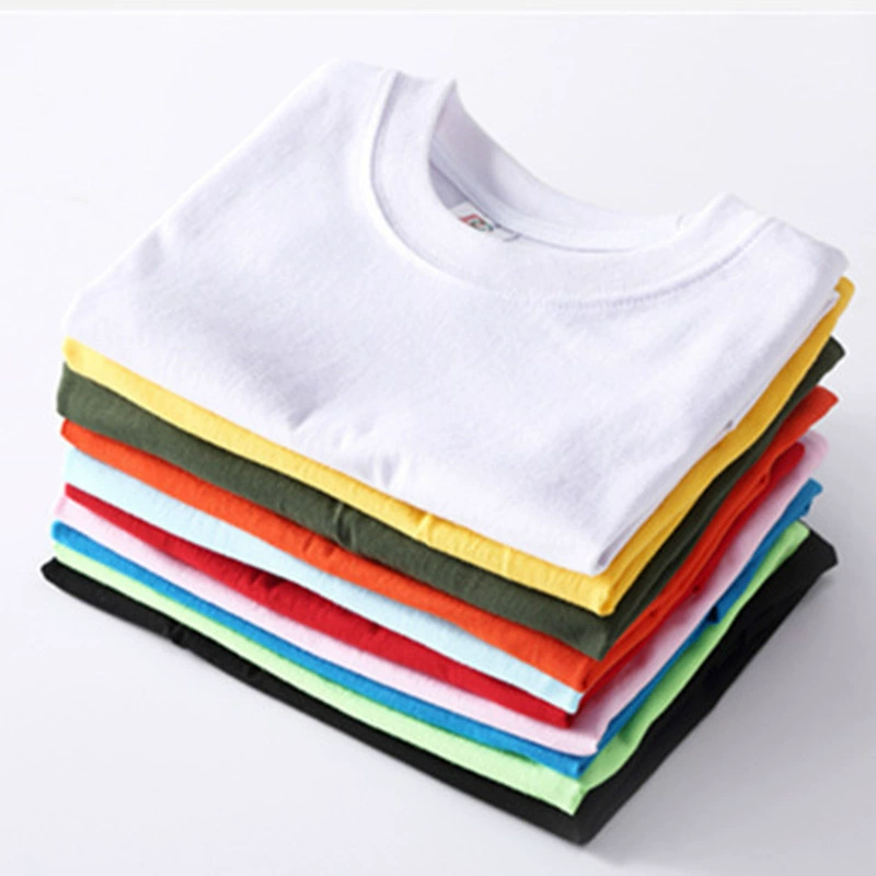 Оптовая детская Однотонная футболка cvc с коротким рукавом с фиксированной печатью логотипа детский сад одежда пустая культурная рубашка детская одежда