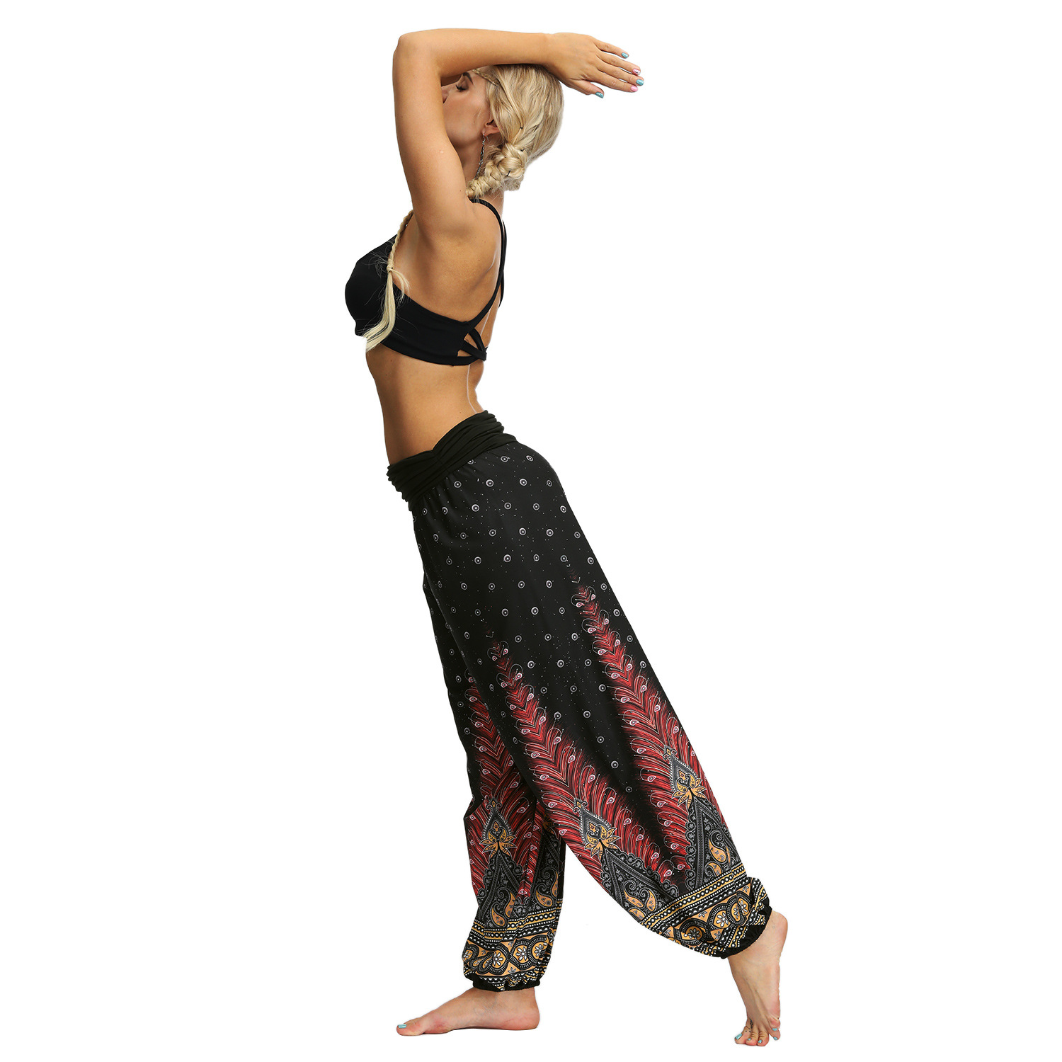 Printing Feather Fitness Yoga Casual Pants NSMDF67672