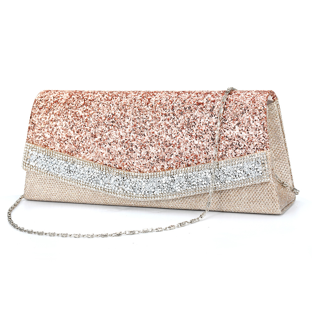 Nueva mujer europea y americana simple noche bolsa costura material diamante-incrustado brillante embrague bolsa crossbody bolsa 1602