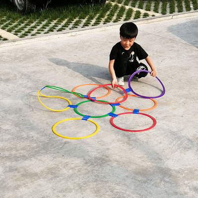 幼儿园热卖儿童多彩环创意跳圈圈跳格子跳房子弹跳环幼儿材教玩具
