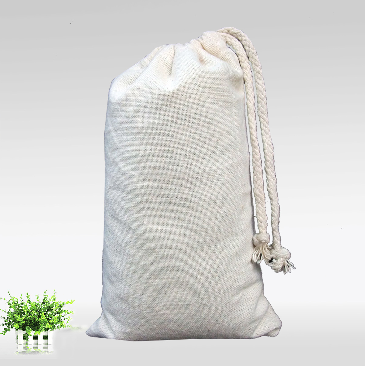 布袋定制 小布袋白色棉麻束口袋 双抽绳袋 棉布袋定制可印logo