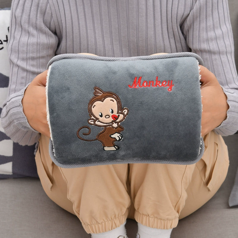 Water-injected new embroidered mischievous cat hand warmer charging hot water bag finger monkey warming baby national standard can be shipped