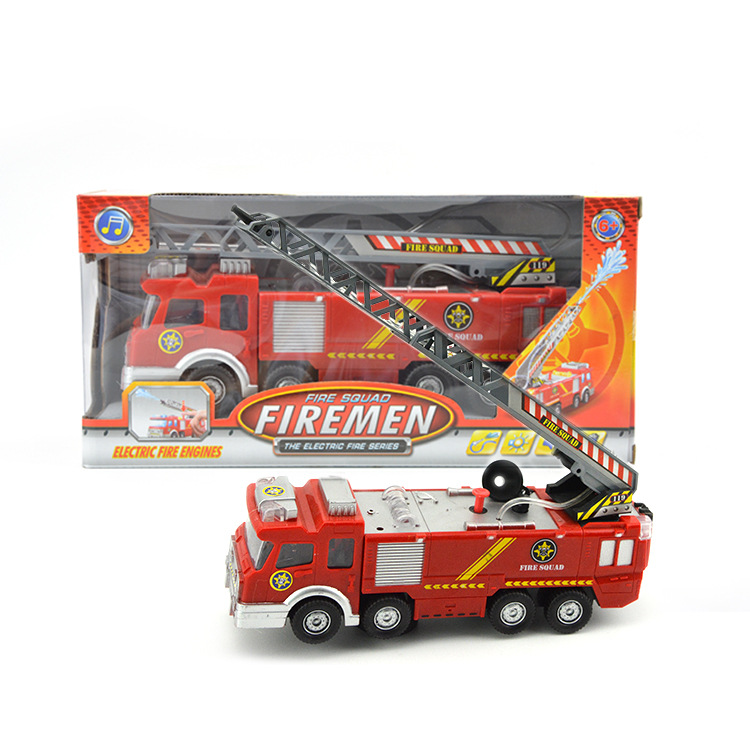 儿童玩具批发 仿真音乐灯光电动万向喷水消防车 淘宝地摊热卖货源|ms