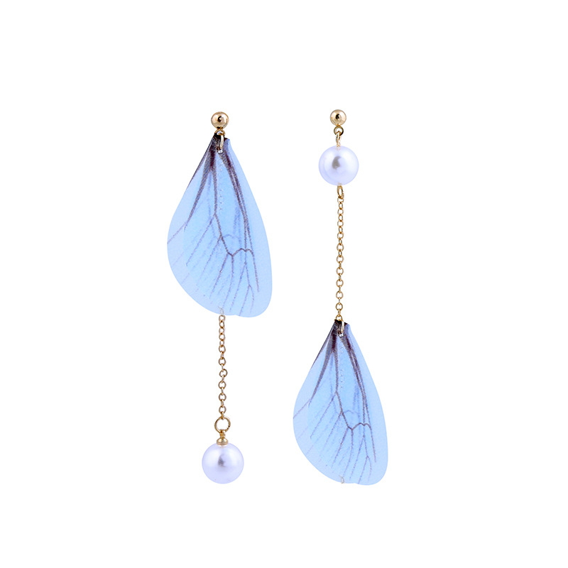 New Long Pearl Drop Earrings Fashion New Two Color Optional Chiffon Stud Earrings display picture 9