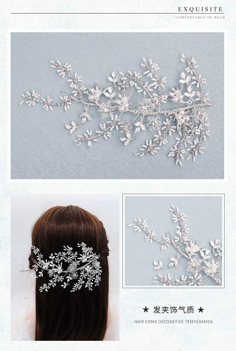 Jewelry Wholesale Handmade Hair Headwear Crystal Pearl Flowers Hair Accessories Alloy Hair Band Bridal Wedding Accessories display picture 10