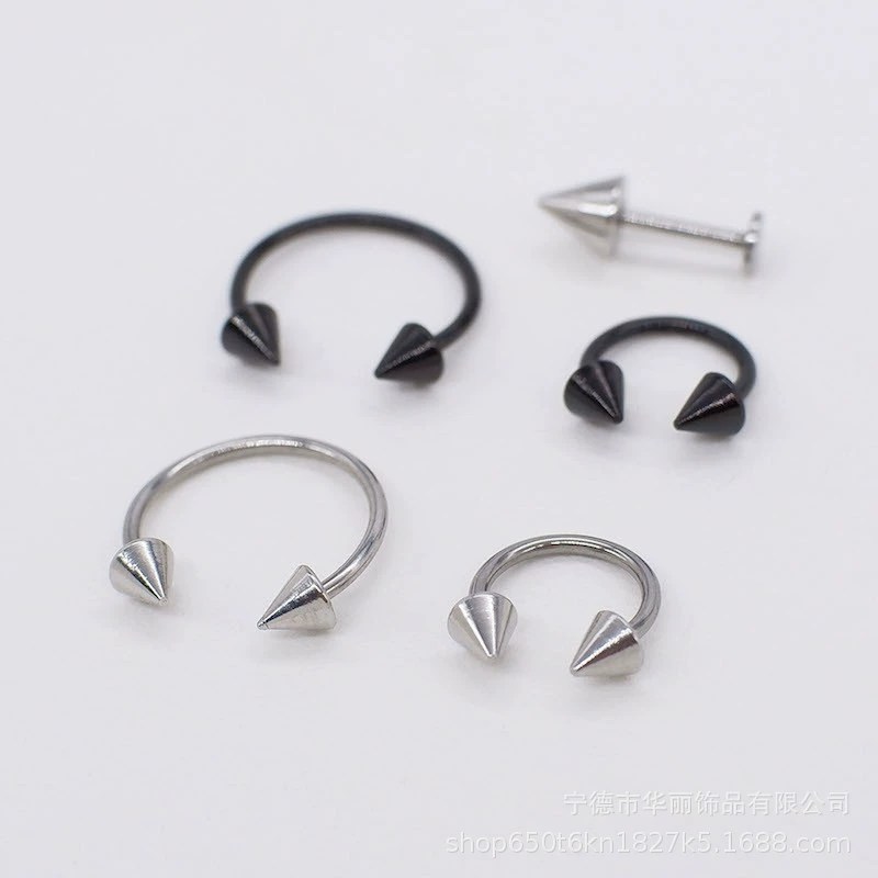 Серебряные серьги-конусы из нержавеющей стали C-подошвовые иглы тонкие наконечники простые плоские головки маленькие серьги женские женские
