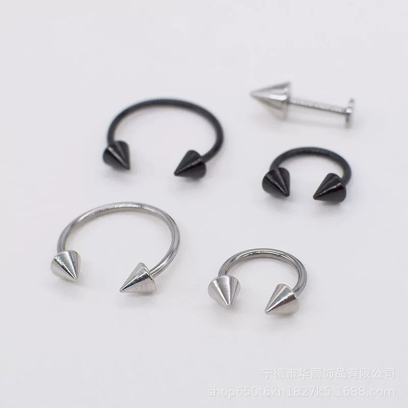 Серебряные серьги-конусы из нержавеющей стали C-подошвовые иглы тонкие наконечники простые плоские головки маленькие серьги женские женские
