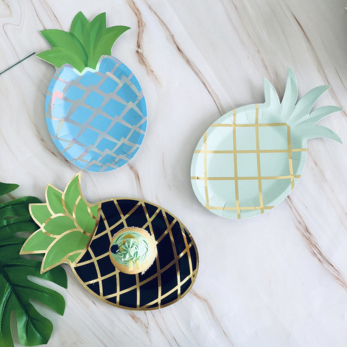New disposable paper plate fruit pineapple plate children's birthday party supplies tableware cake plate