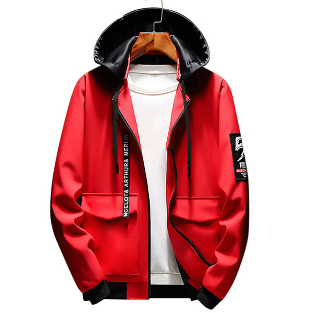 Spring and autumn thin men’s hooded letters fat plus plus size jacket casual jacket