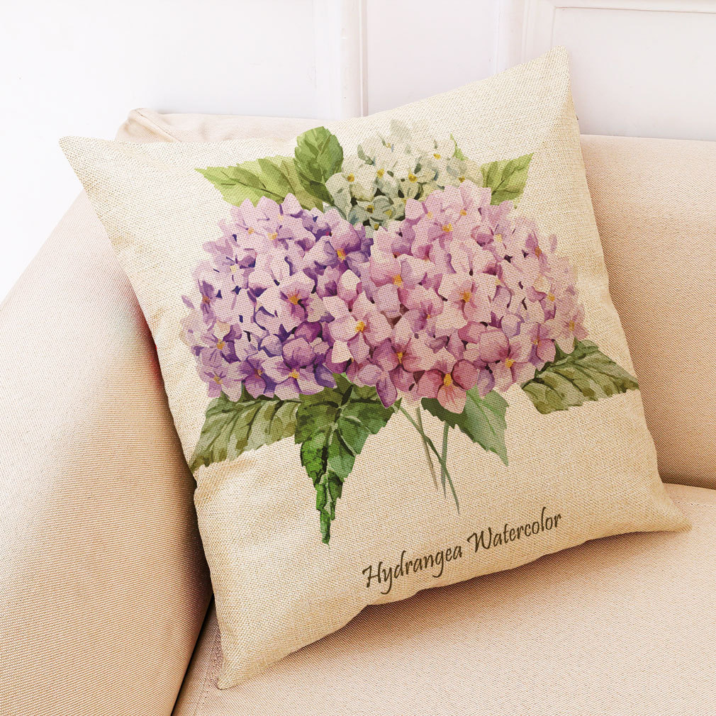 现代简约 清新家居风 花草印花棉麻抱枕套 创意生活家居沙发靠垫