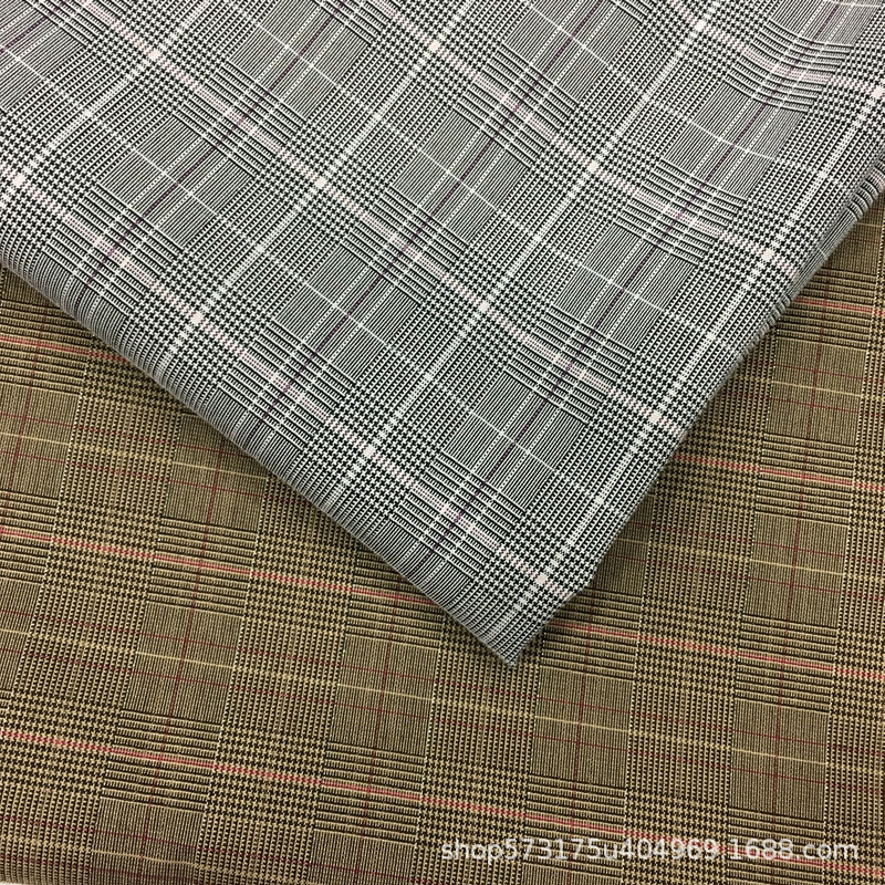 银丝线JK制服裙面料 TR色织格子布 西装 风衣 童装 鞋帽箱包面料