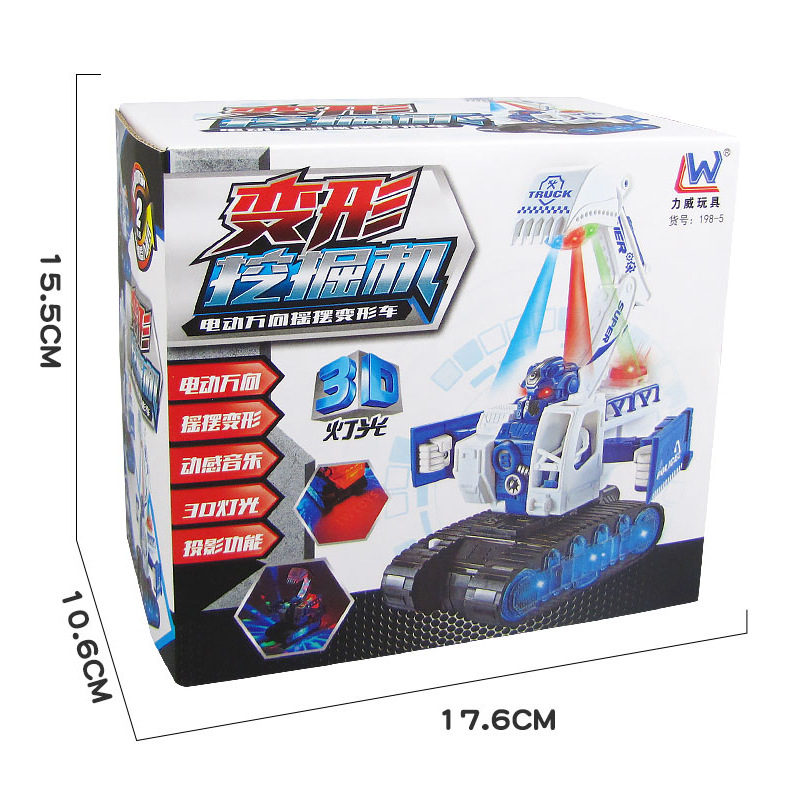 Nueva universal eléctrica deformación excavadora ingeniería vehículo modelo de iluminación música niños puesto Venta caliente juguetes al por mayor