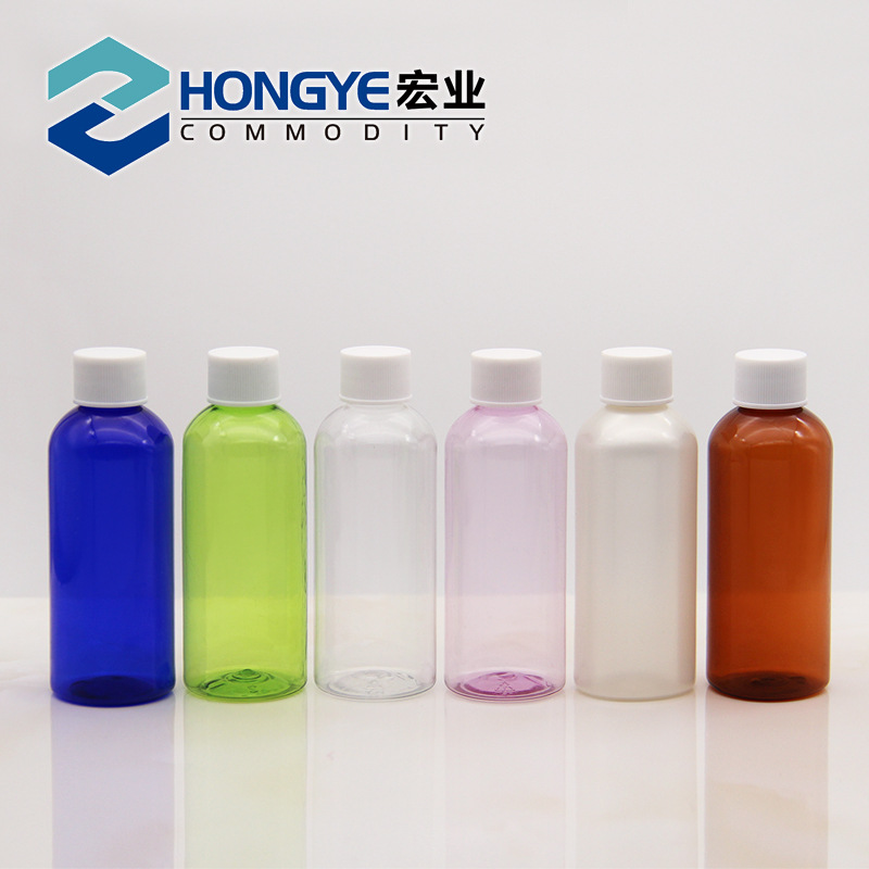 供应多色100ml PET圆肩塑料瓶 旋盖瓶化妆瓶分装瓶  小样瓶