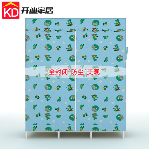 Simple Wardrobe Assembly Storage Gadget Organizer Modern Minimalist Fabric Dormitory Renting Reinforced Wardrobe