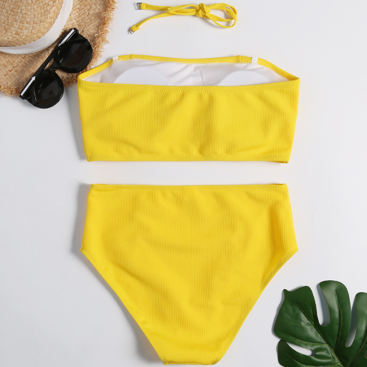 Polyester FashionBikini(Yellow-S)Swimwear NHHL2067-Yellow-S