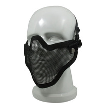 真人對戰CS戶外 V1半臉護臉護嘴迷彩鋼絲防護面具 戶外野戰面罩