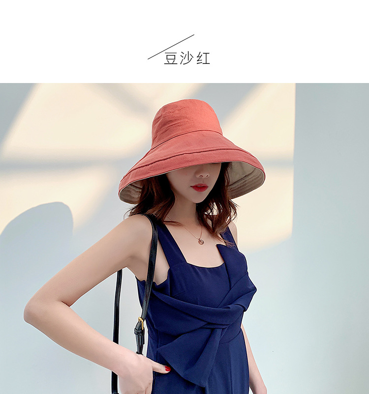 Double-sided Wearing Fisherman Hat Korea Big Brim Hat Solid Color Outdoor Cycling Foldable Sun Hat Wholesale Nihaojewelry display picture 6