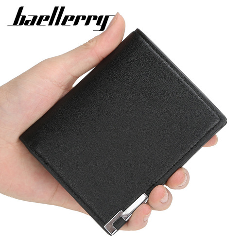 baellerry men's short wallet Korean style thin iron edge multi-card slot wallet horizontal and vertical card holder wholesale