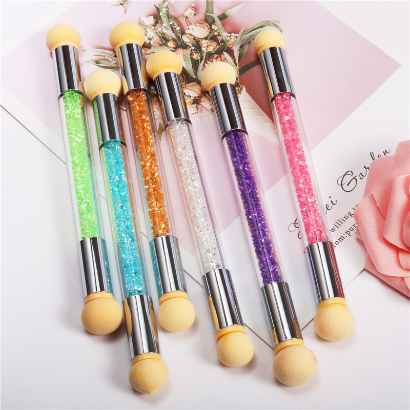 Nuevas herramientas de uñas gradiente pluma manchas pluma punto de color pluma fototerapia punto color pegamento esponja pluma de doble cabeza lavable y reemplazable