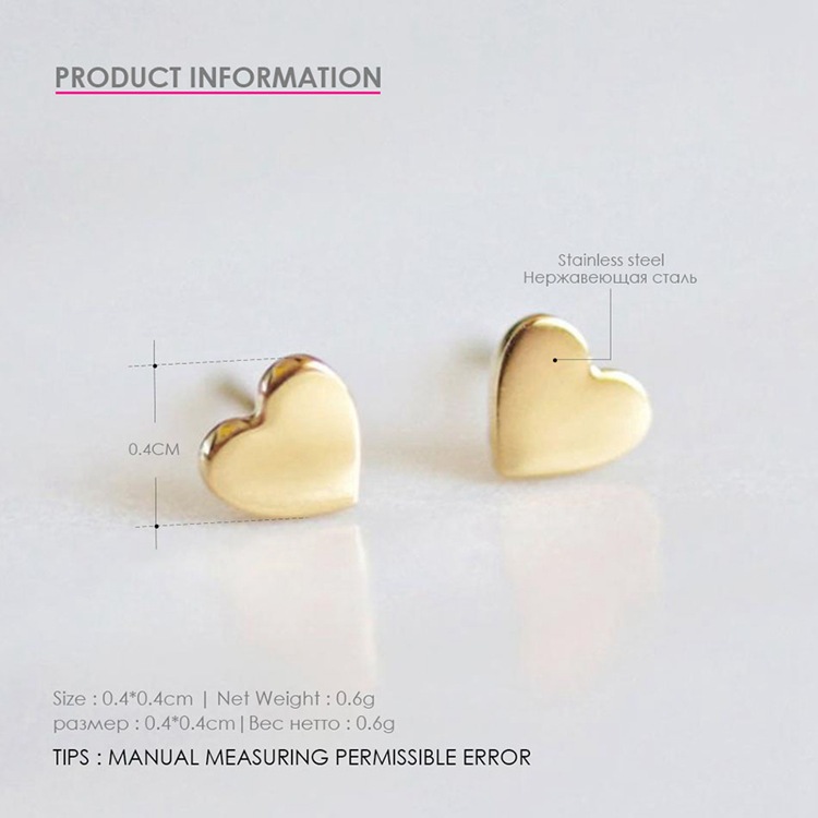 Heart-shaped Earrings Simple Stainless Steel Gold-plated Ladies Earrings 316l Accessories display picture 3