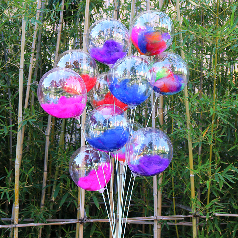 Colored feathers Bobo ball hold Transparent balls decorate Package wechat Business Push Artifact gift wholesale