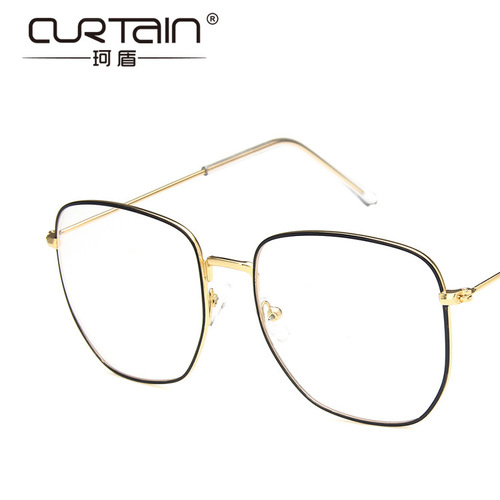2019 New Retro Polygonal Glasses Frame European and American Metal Irregular Flat Mirror Literary Large Frame Glasses Frame