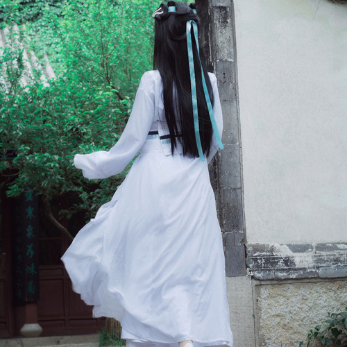 White Snake Story Inspired Bai Suzhen Costume with Small White Dress, Bai Diaozi Cosplay Costume, Ancient White Hanfu, White Ancient Costume