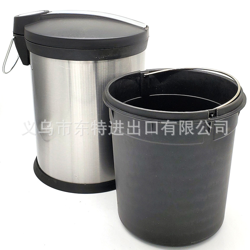 Factory direct sales of stainless steel trash cans, indoor paper baskets, foot-operated trash cans, frosted 430 classified trash cans detail image 7