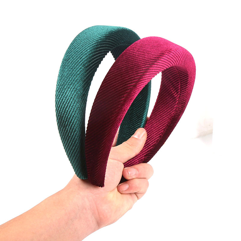 Solid Color Twill Corduroy Sponge Hair Hoop Fashionable Lady display picture 2