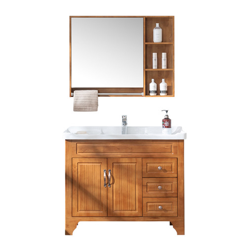 Manufacturer wholesale oak bathroom cabinet floor-standing bathroom cabinet high-end waterproof and moisture-proof bathroom washbasin combination cabinet