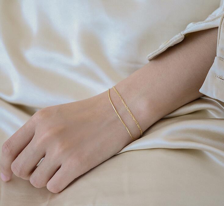 Korean simple titanium steel rose gold short design multi-layer anklet