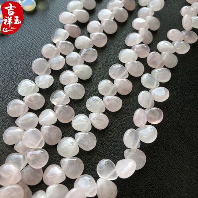 [Jade flat water droplets]goods in stock natural jade Petal agate Loose bead 10*12mm white Chalcedony Beading