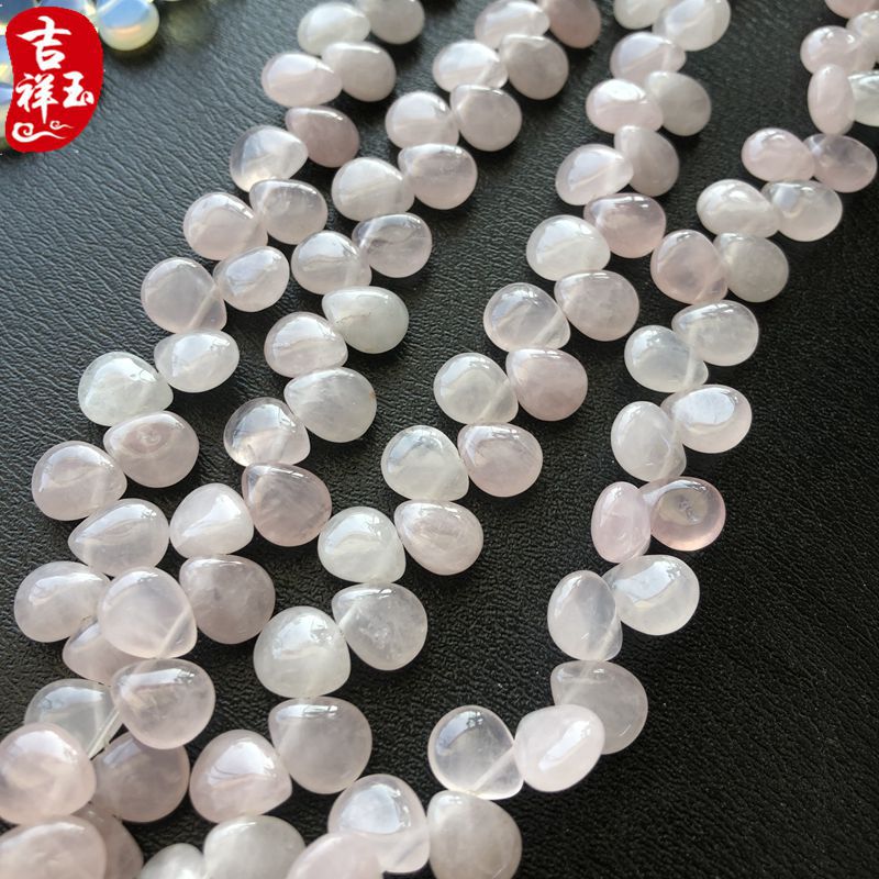 [Jade flat water droplets]goods in stock natural jade Petal agate Loose bead 10*12mm white Chalcedony Beading