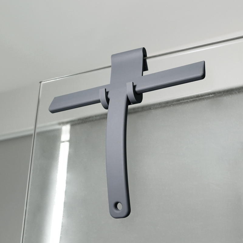 Gray Glass Cleaning Artifact Silicone Household Brush Window Scraper Board Car Bathroom Cleaning Wiper With Hook
