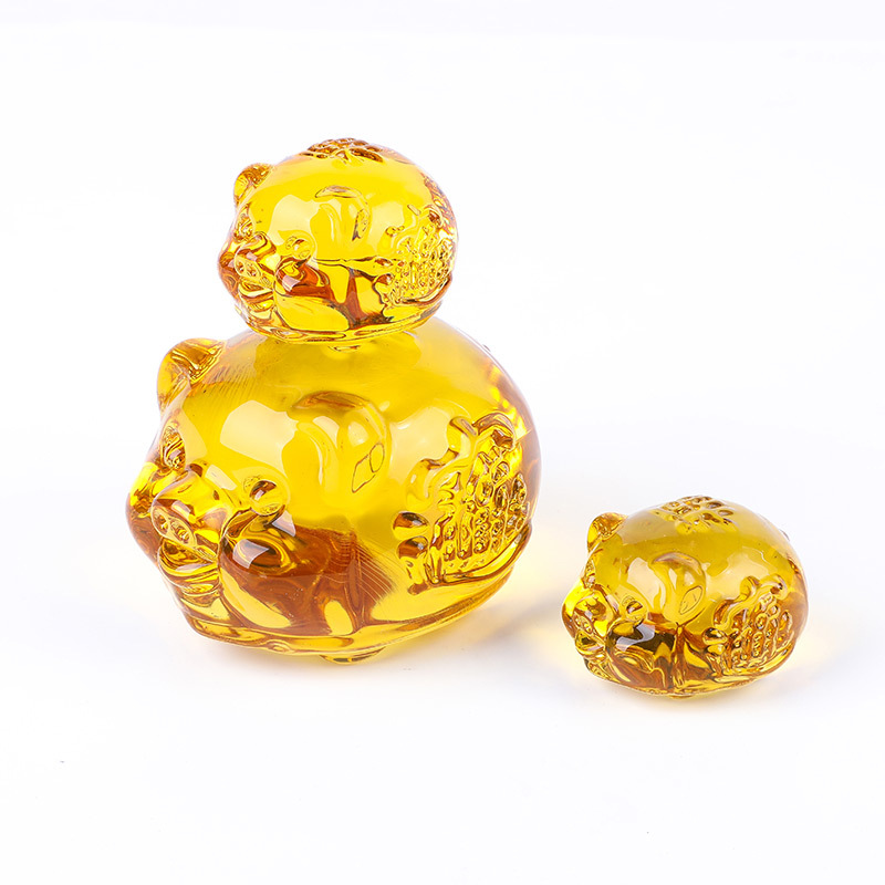 【厂家直销】黄水晶招财金猪摆件 生肖招财送福水晶猪 福气冲天