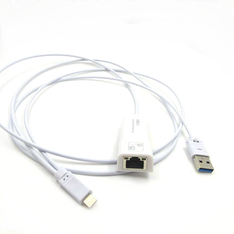 Applicable to Apple mobile phone to rj45 100 m network card wired Ethernet with usb charging Lightning to RJ45