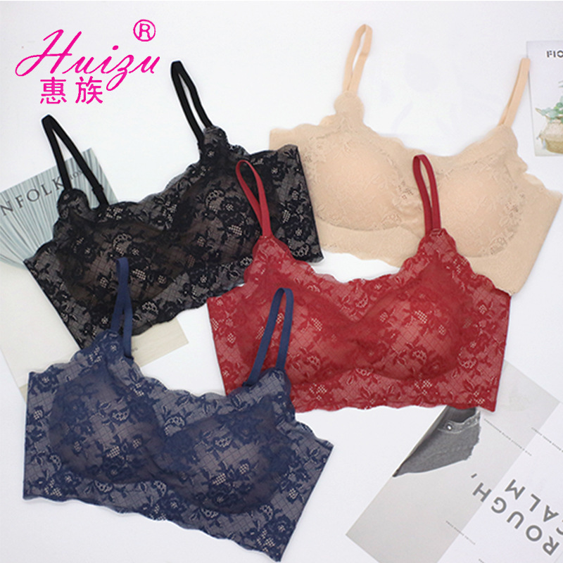 性感吊帶蕾絲美背 安心內衣壹片式無痕無鋼圈舒適聚攏睡眠文胸女